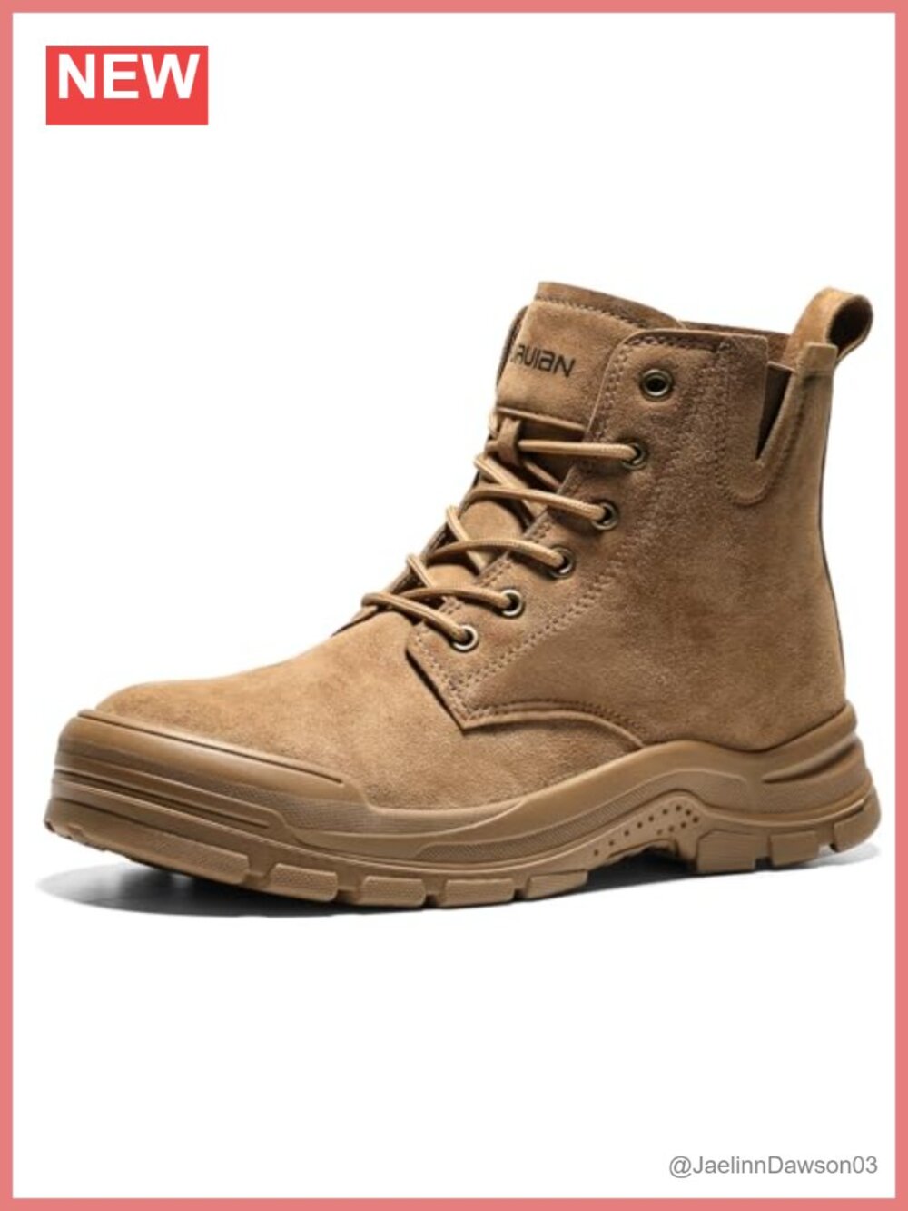 Furuian Steel Toe Work Boots Suede Slip Resistant Safety Shoes